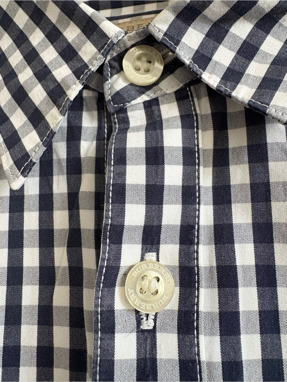 Burberry Brit Navy & White Gingham Check Button-Down Shirt | Size Medium - Picture 4 of 8